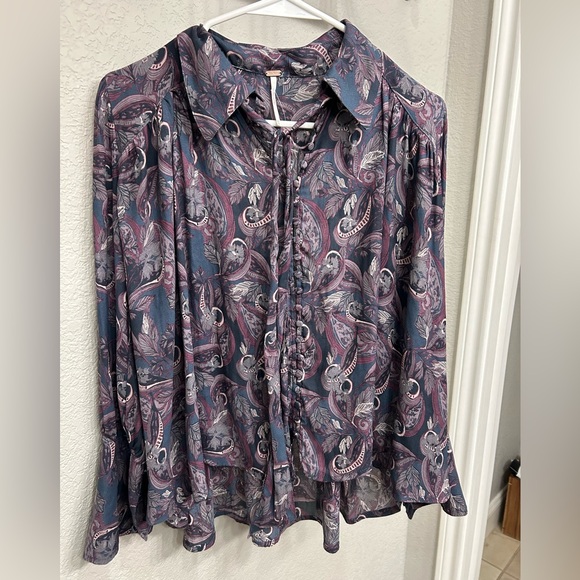 Free People Modern Muse Paisley Boho Blouse - Picture 6 of 7